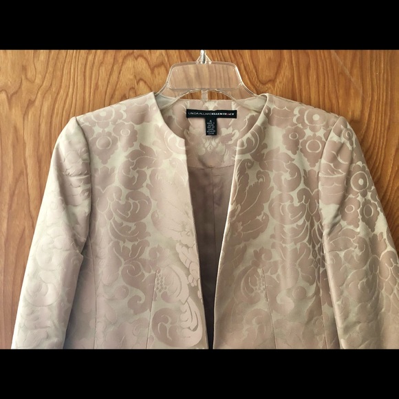 Ellen Tracy evening coat, jacquard silk rose gold - Picture 3 of 12